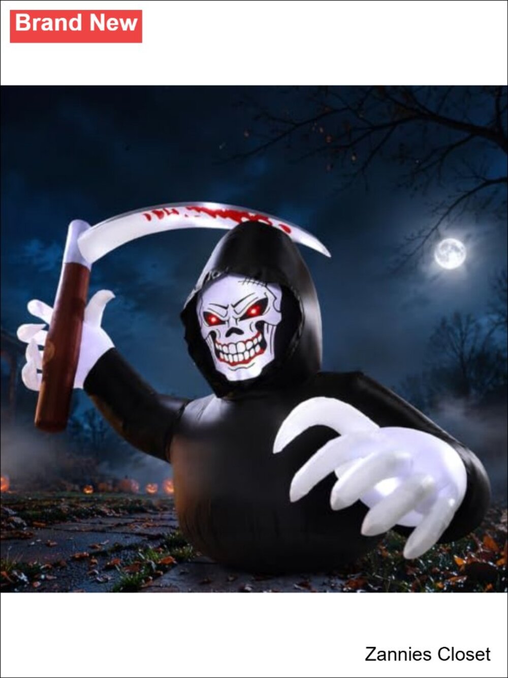 👻 7.2FT Halloween Inflatable Grim Reaper Outdoor Yard Decor LED Lights